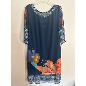 Soft Surroundings Hibiscus Dress Shift Dress Sheer Chiffon Overlay Size‎ XS
